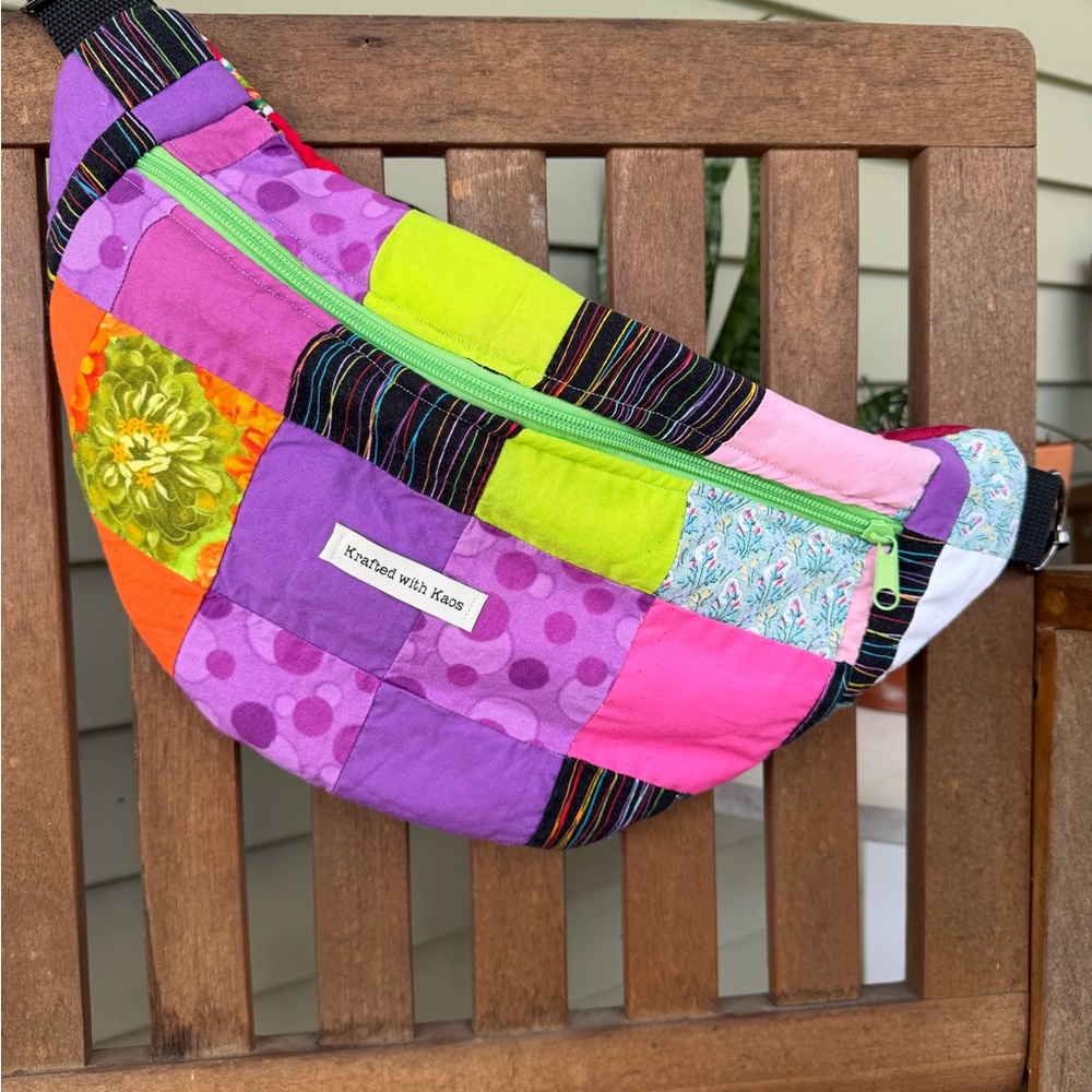 Handmade Colorful Patchwork Crossbody Bag - Bright Multi